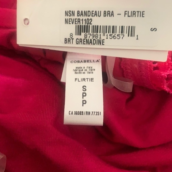 Cosabella Never Say Never Bandeau Bra Flirtie Bright Grenadine - Picture 3 of 5